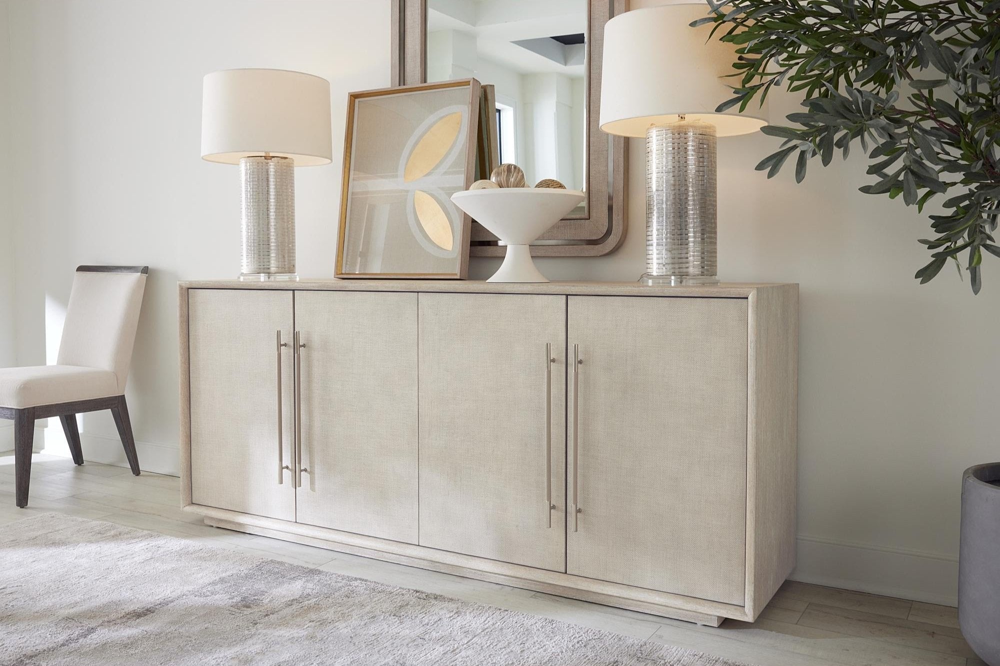 MODERN MOOD RAFFIA MEDIA CREDENZA STYLISH STORAGE SOLUTION