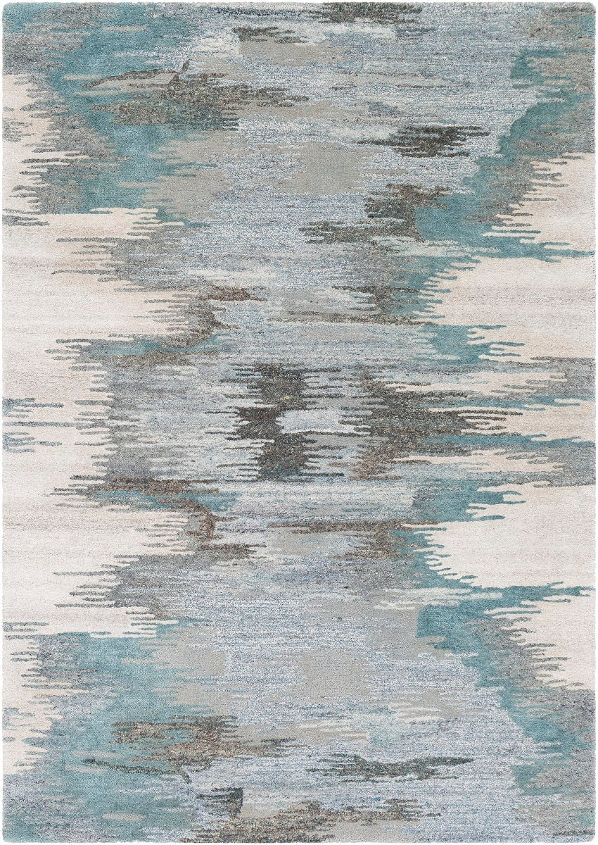 MODESTO WOOL + VISCOSE RUG: TEAL, AQUA