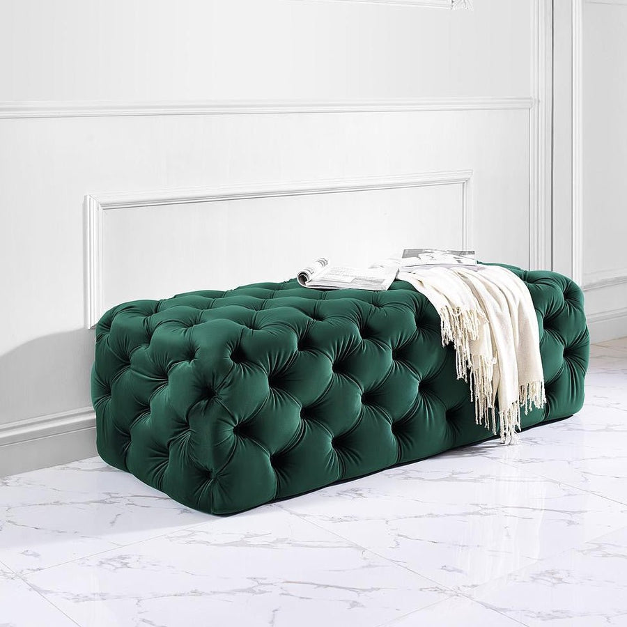 MONICA TUFTED VELVET COCKTAIL OTTOMAN