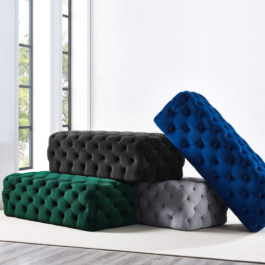 MONICA TUFTED VELVET COCKTAIL OTTOMAN