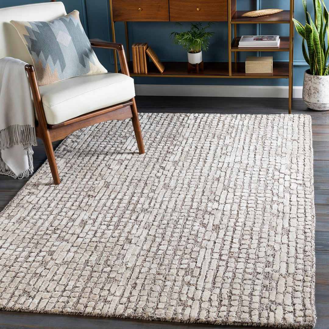 MONTEZ WOOL + VISCOSE RUG: KHAKI