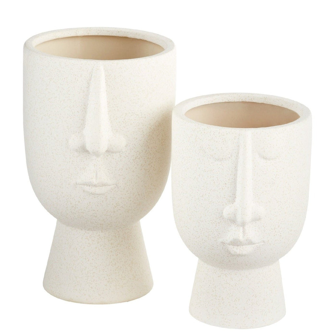 MOTHER & FATHER WHITE CERAMIC VASES