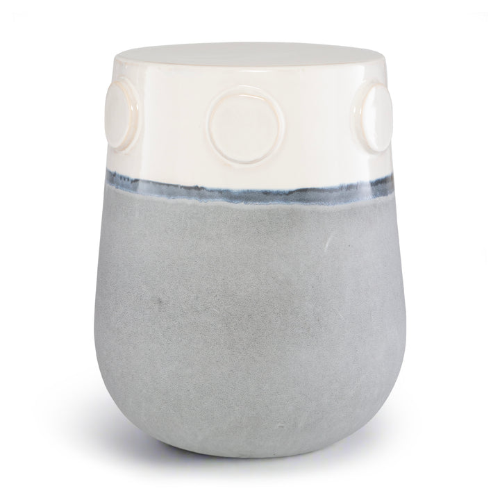 MULVANE DENIM-GREY CERAMIC GARDEN STOOL