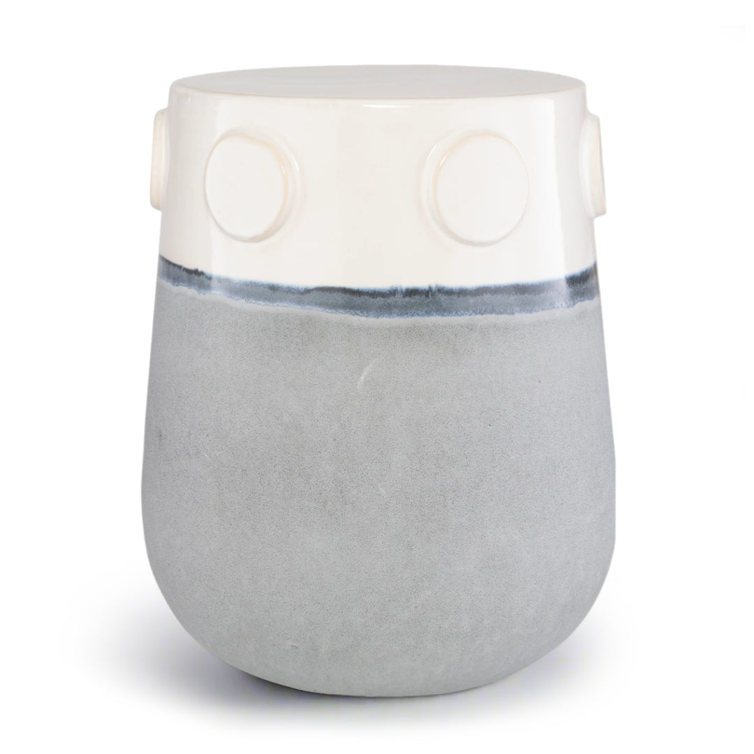 MULVANE DENIM-GREY CERAMIC GARDEN STOOL