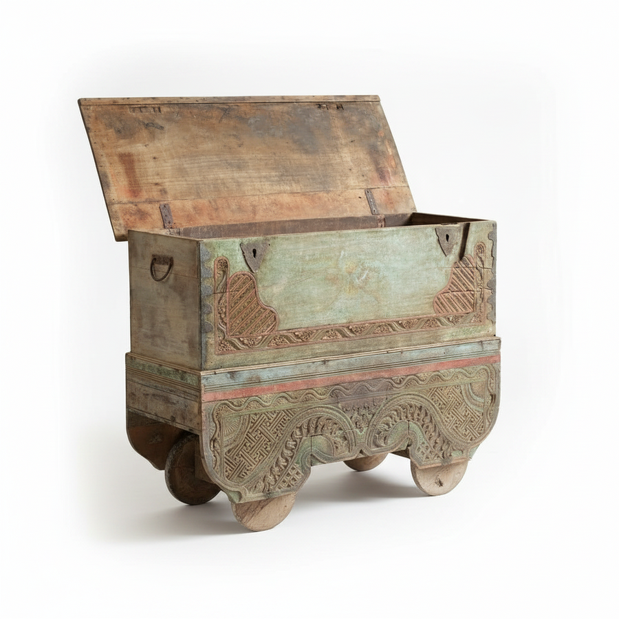 ORIGINAL ANTIQUE JAVANESE TRUNK CHEST