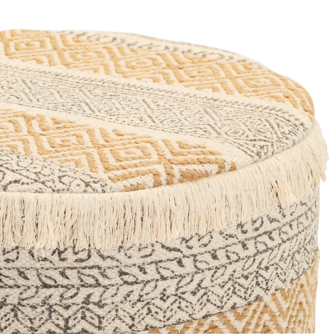 NALA COTTON + JUTE UPHOLSTERED OTTOMAN