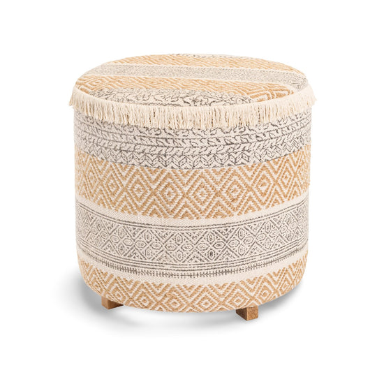 NALA COTTON + JUTE UPHOLSTERED OTTOMAN