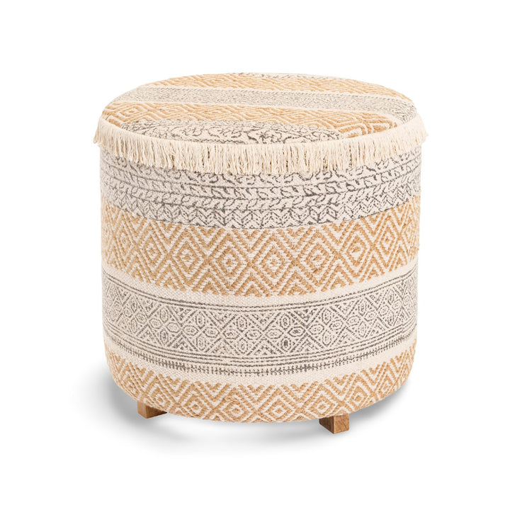 NALA COTTON + JUTE UPHOLSTERED OTTOMAN