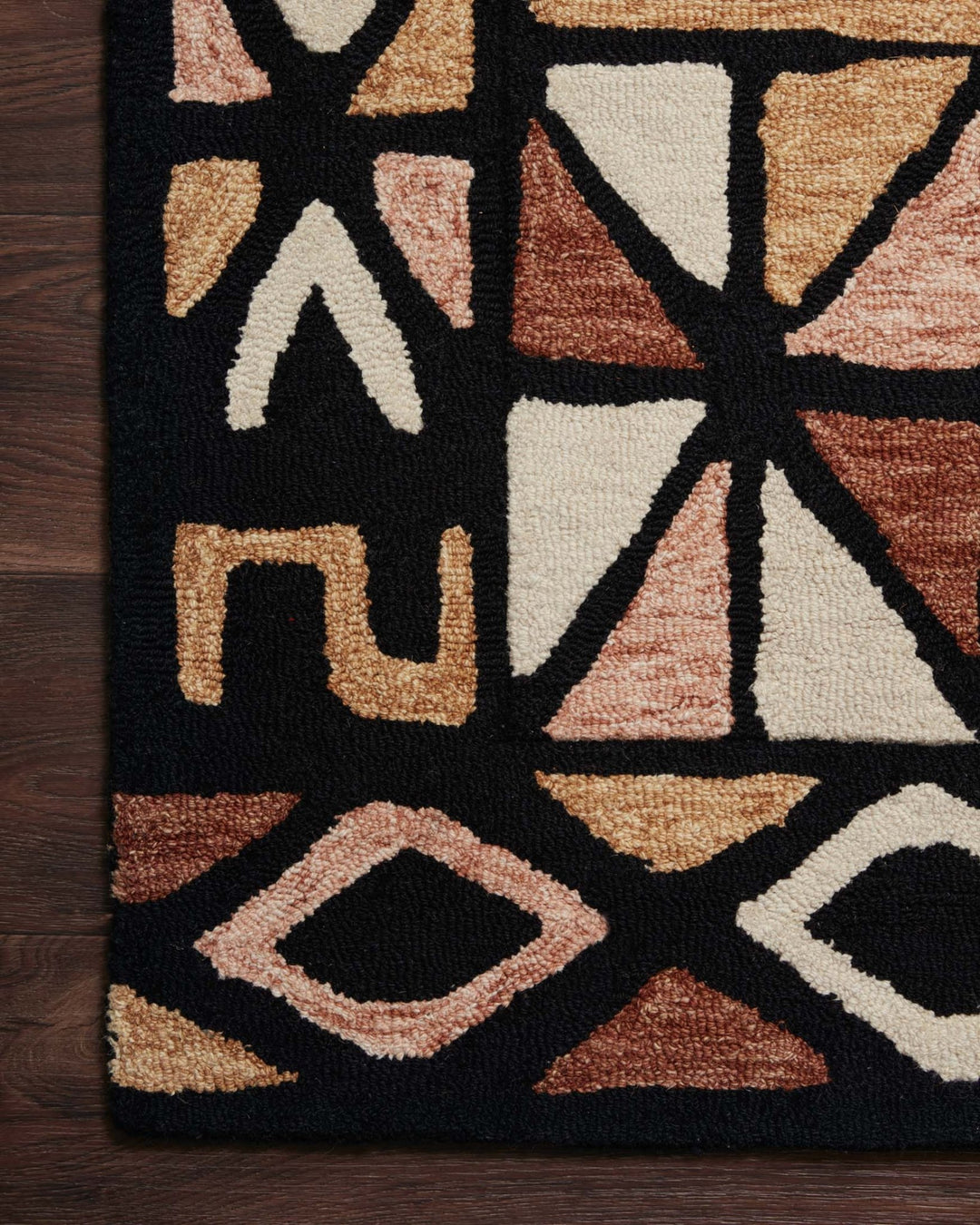 NALA HAND - TUFTED WOOL RUG: BLACK, CAMEL, SIENNA