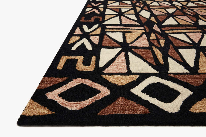 NALA HAND - TUFTED WOOL RUG: BLACK, CAMEL, SIENNA