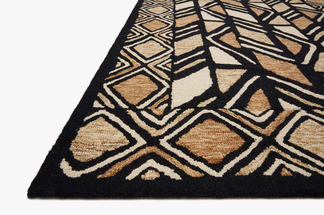 NALA HAND - TUFTED WOOL RUG: BLACK, CAMEL