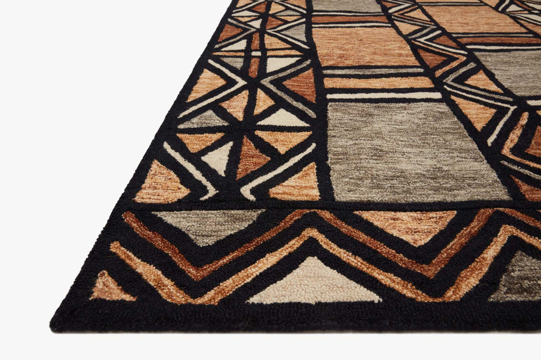 NALA HAND - TUFTED WOOL RUG: RUST, BLACK