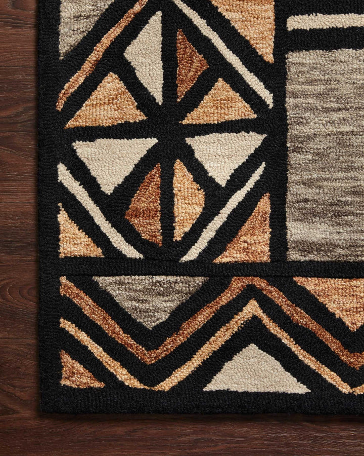 NALA HAND - TUFTED WOOL RUG: RUST, BLACK