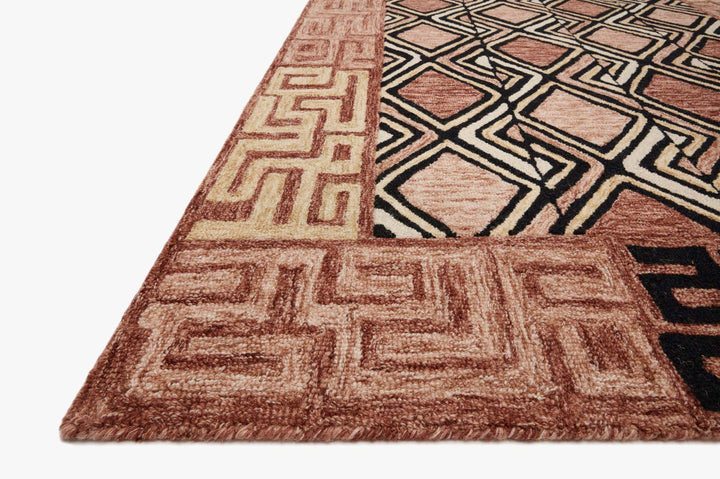 NALA HAND - TUFTED WOOL RUG: TERRACOTTA, BLACK