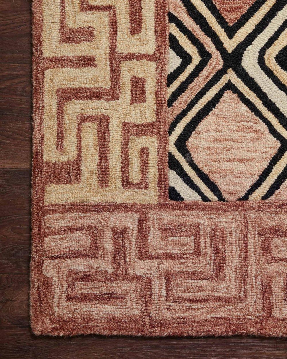 NALA HAND - TUFTED WOOL RUG: TERRACOTTA, BLACK