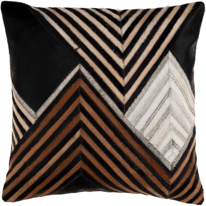 NASHVILLE HAIR ON HIDE PILLOW: BLACK, CAMEL