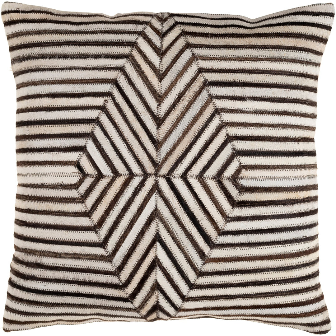 NASHVILLE HAIR ON HIDE PILLOW: IVORY, BROWN