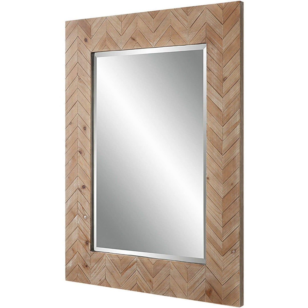 NATURAL PINE CHEVRON WALL MIRROR