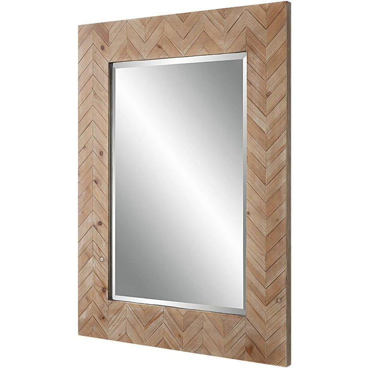 NATURAL PINE CHEVRON WALL MIRROR