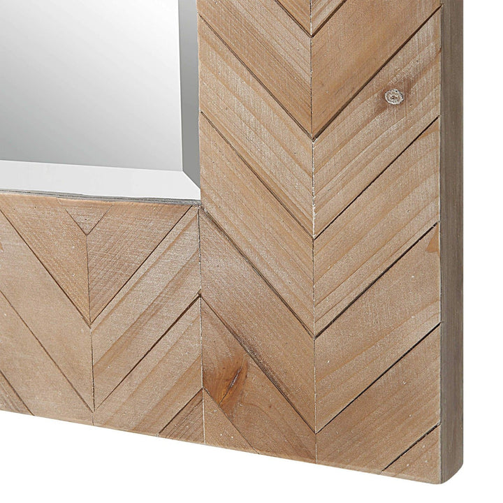 NATURAL PINE CHEVRON WALL MIRROR