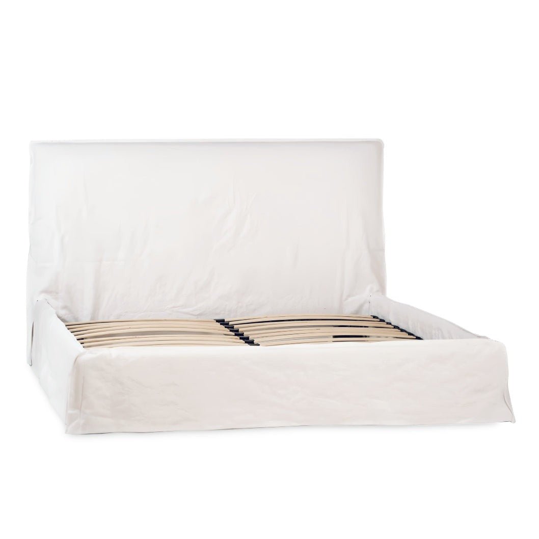 NATURAL WHITE LINEN SLIPCOVER BED