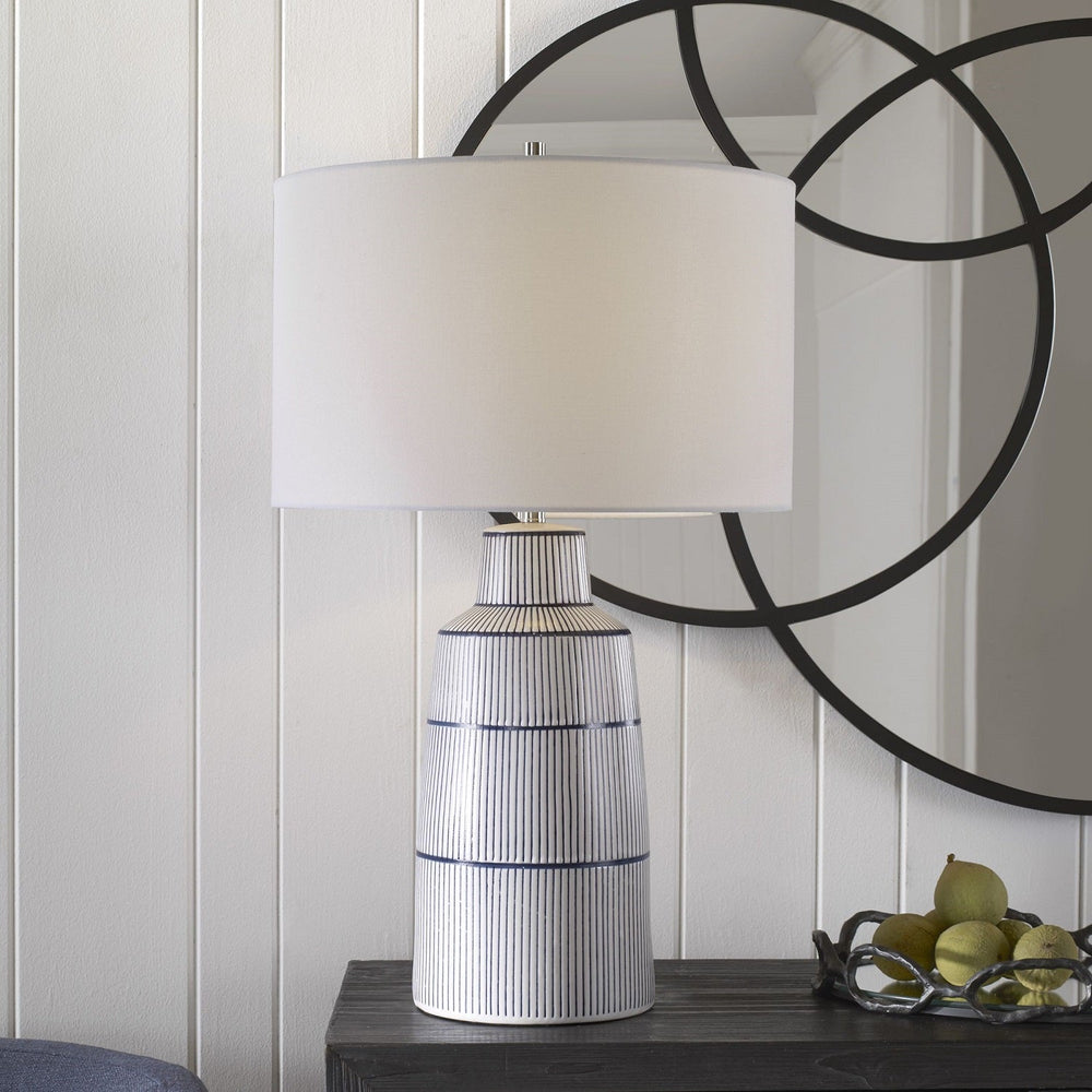 NAUTIQUE WHITE + NAVY STRIPED LAMP