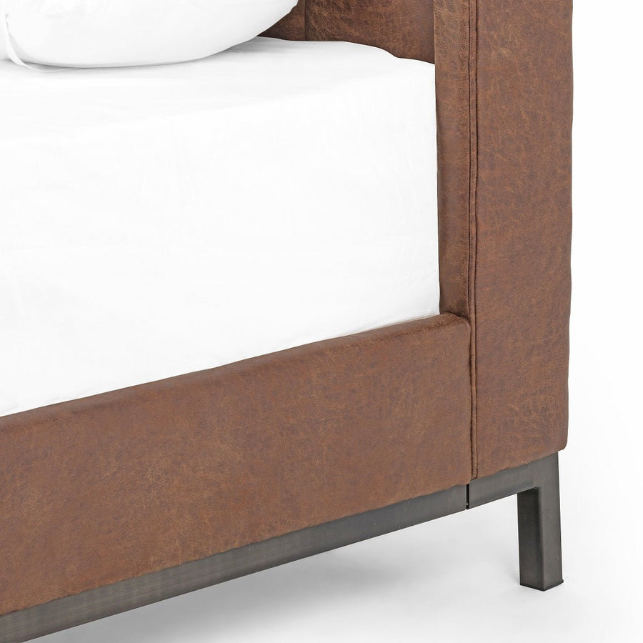 NEWHALL VINTAGE TOBACCO LEATHERETTE BED