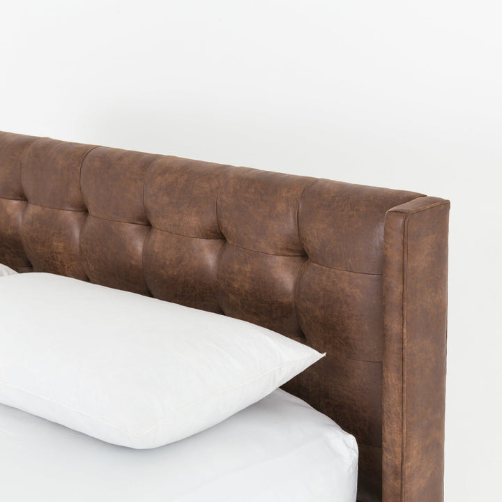 NEWHALL VINTAGE TOBACCO LEATHERETTE BED