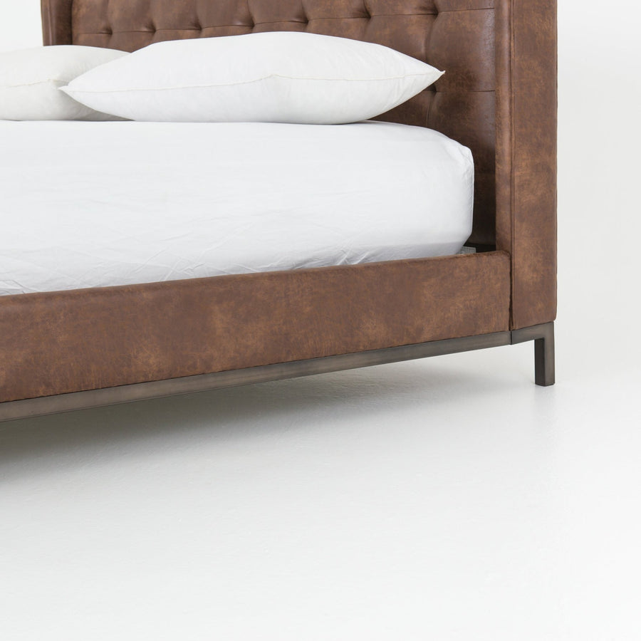 NEWHALL VINTAGE TOBACCO LEATHERETTE BED
