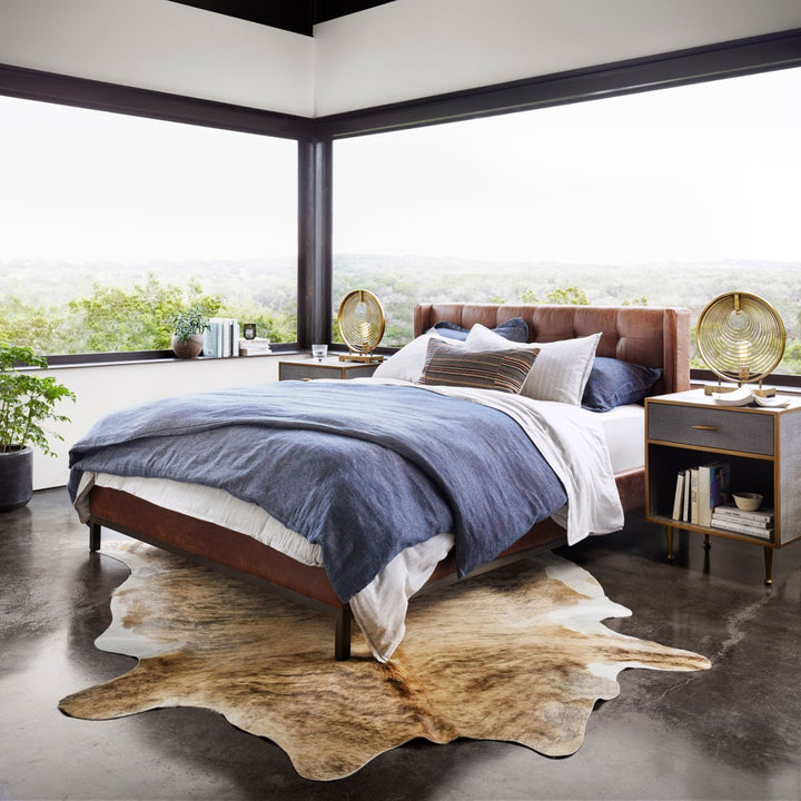NEWHALL VINTAGE TOBACCO LEATHERETTE BED