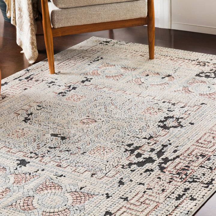 NIKOLOS RUG: DUSTY ROSE, ICE BLUE, BLACK