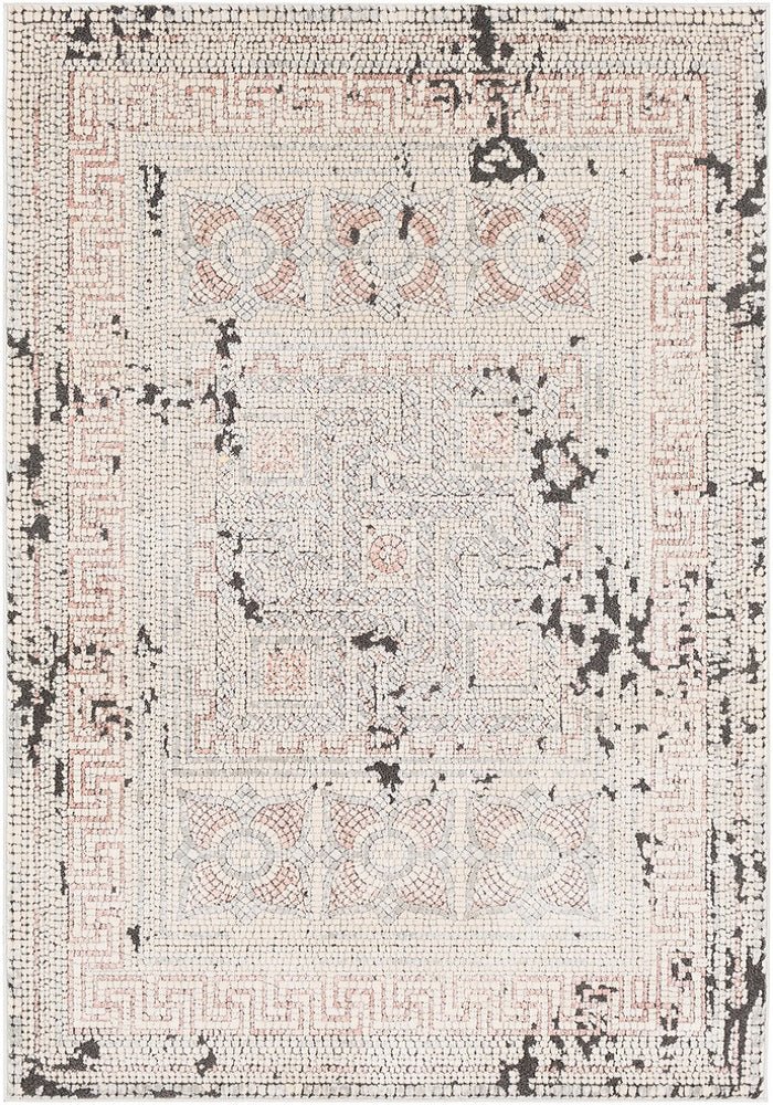 NIKOLOS RUG: DUSTY ROSE, ICE BLUE, BLACK