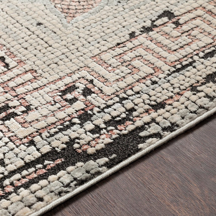 NIKOLOS RUG: DUSTY ROSE, ICE BLUE, BLACK