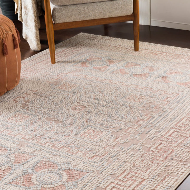 NIKOLOS RUG: DUSTY ROSE, SILVER, KHAKI