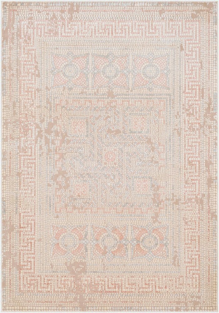 NIKOLOS RUG: DUSTY ROSE, SILVER, KHAKI