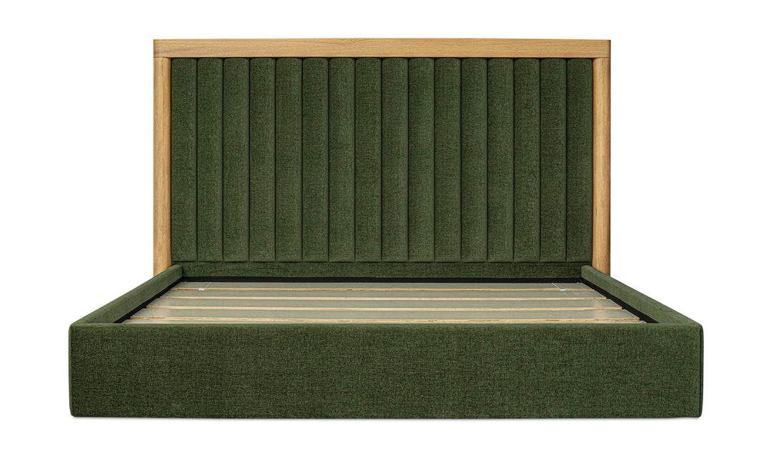 NINA UPHOLSTERED PLATFORM BED: FOREST GREEN