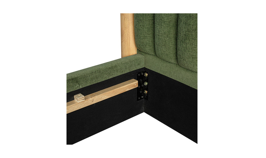 NINA UPHOLSTERED PLATFORM BED: FOREST GREEN