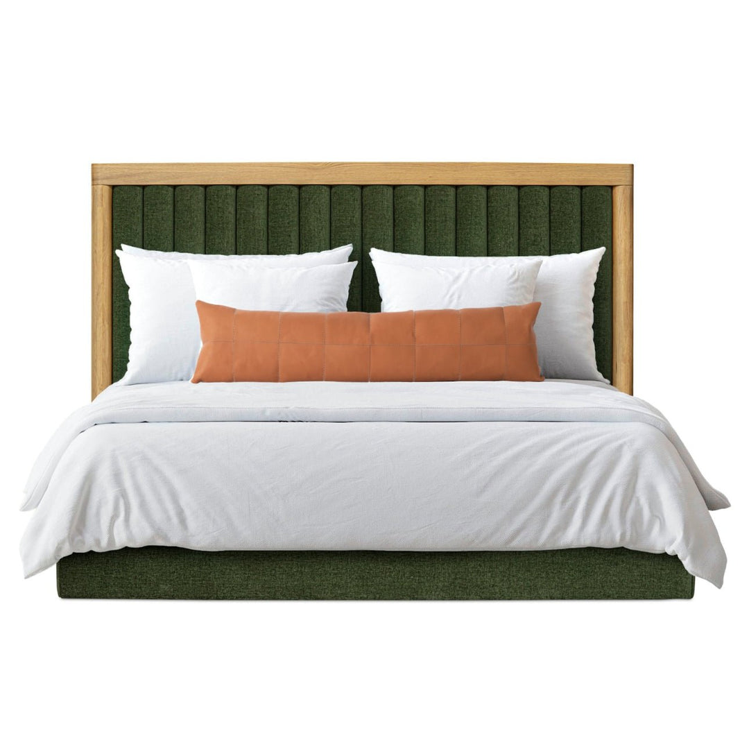 NINA UPHOLSTERED PLATFORM BED: FOREST GREEN