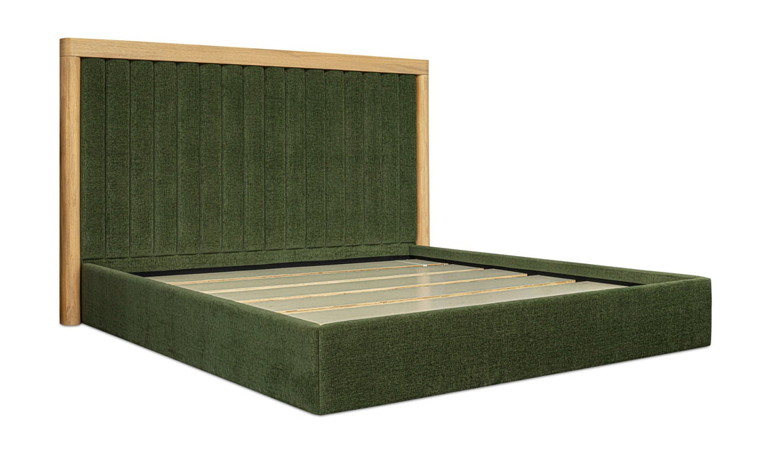 NINA UPHOLSTERED PLATFORM BED: FOREST GREEN