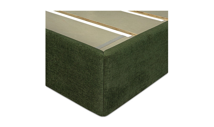 NINA UPHOLSTERED PLATFORM BED: FOREST GREEN