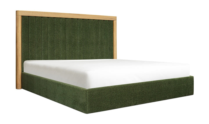 NINA UPHOLSTERED PLATFORM BED: FOREST GREEN