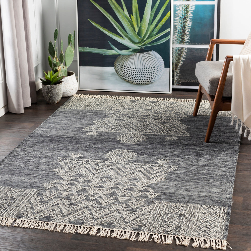 NITIN HAND - WOVEN WOOL FLAT RUG: GRAPHITE