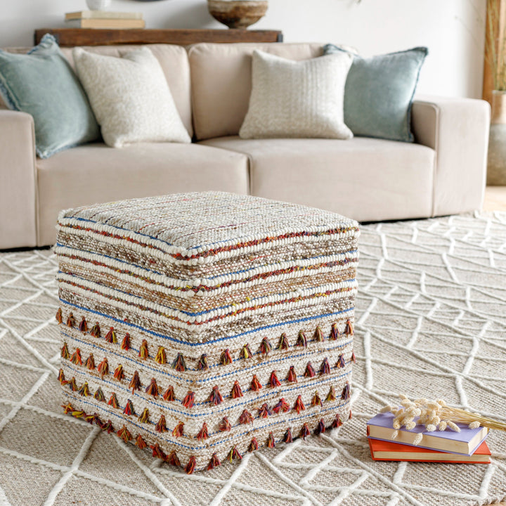 NORDIC CUBE OTTOMAN: IVORY MULTI