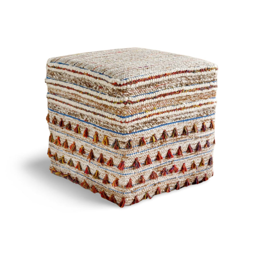 NORDIC CUBE OTTOMAN: IVORY MULTI