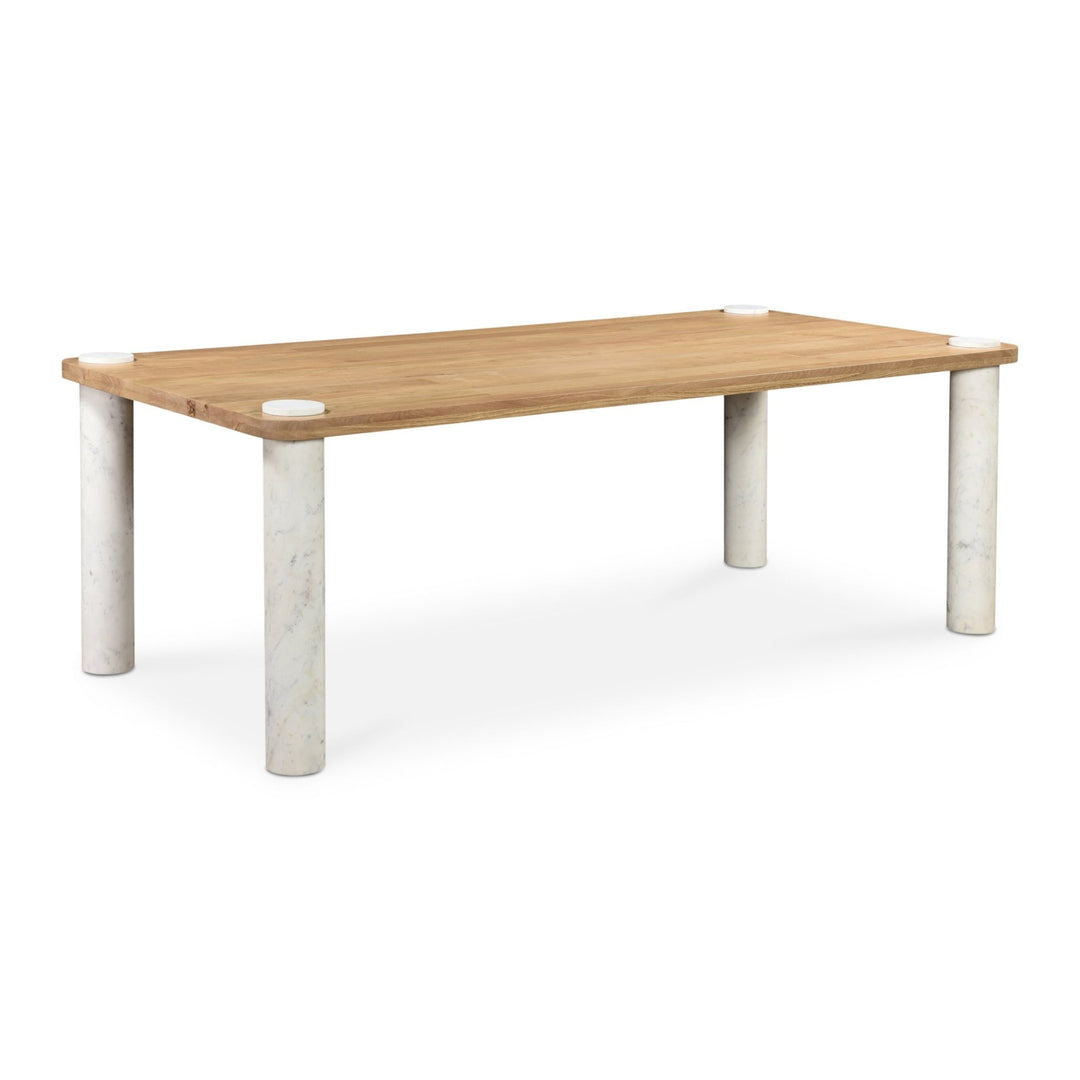 NORDIC NATURAL OAK + MARBLE POST DINING TABLE