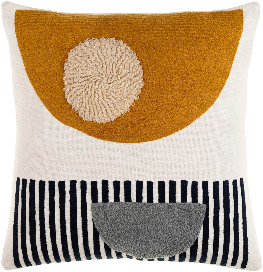 NOVA COTTON EMBROIDERED PILLOW: MUSTARD, NAVY