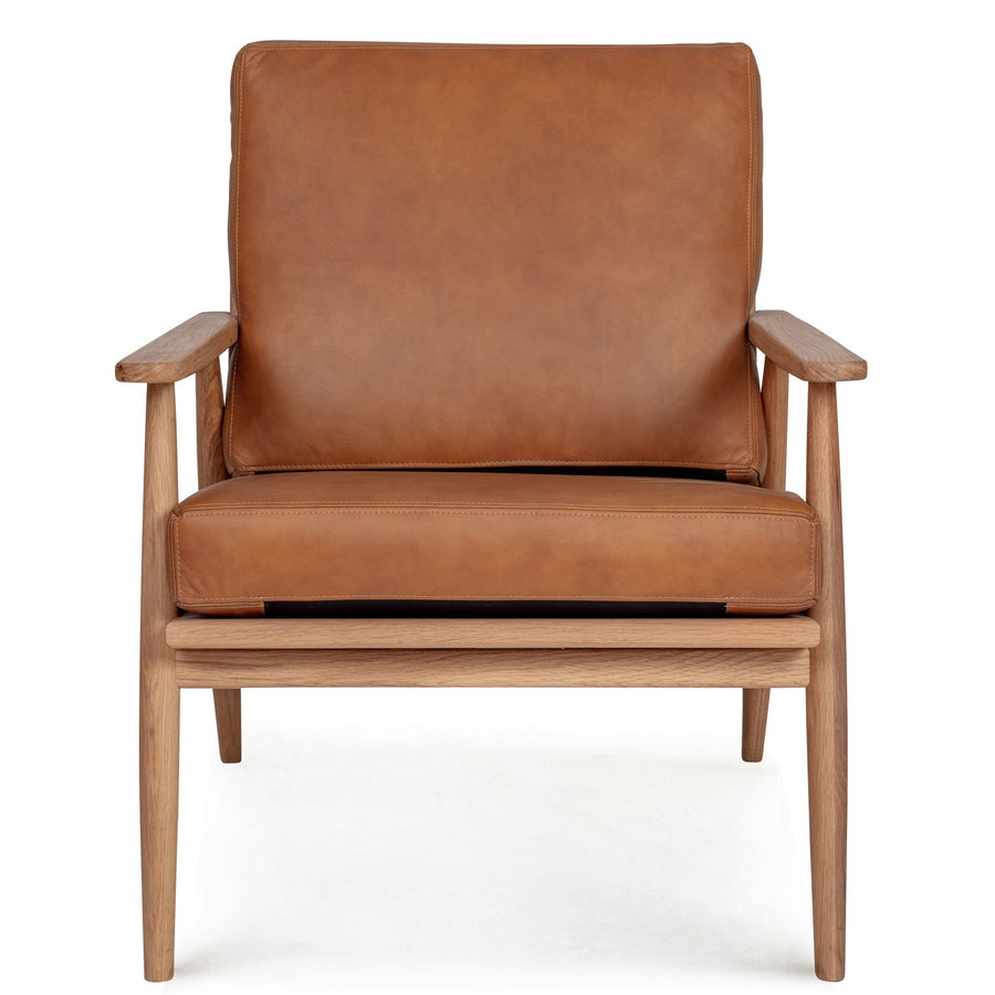 OAKIE CAMEL LEATHER ARM CHAIR