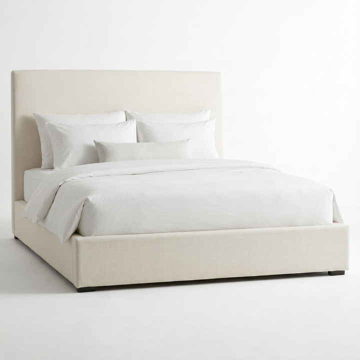 OFF-WHITE LINEN UPHOLSTERED BED