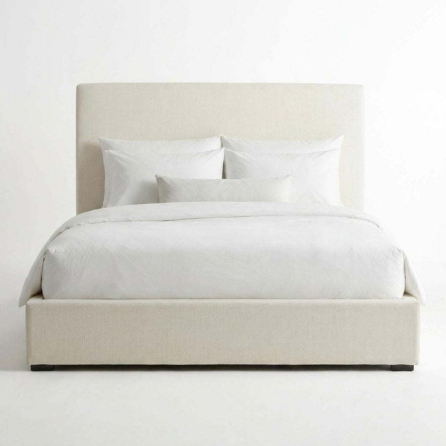 OFF-WHITE LINEN UPHOLSTERED BED