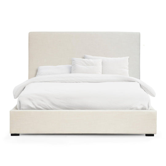 OFF - WHITE LINEN UPHOLSTERED BED